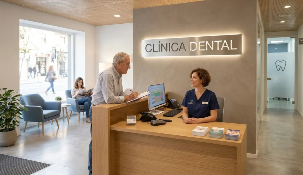 Recepcionista atendiendo a una persona que tiene turno de atención.