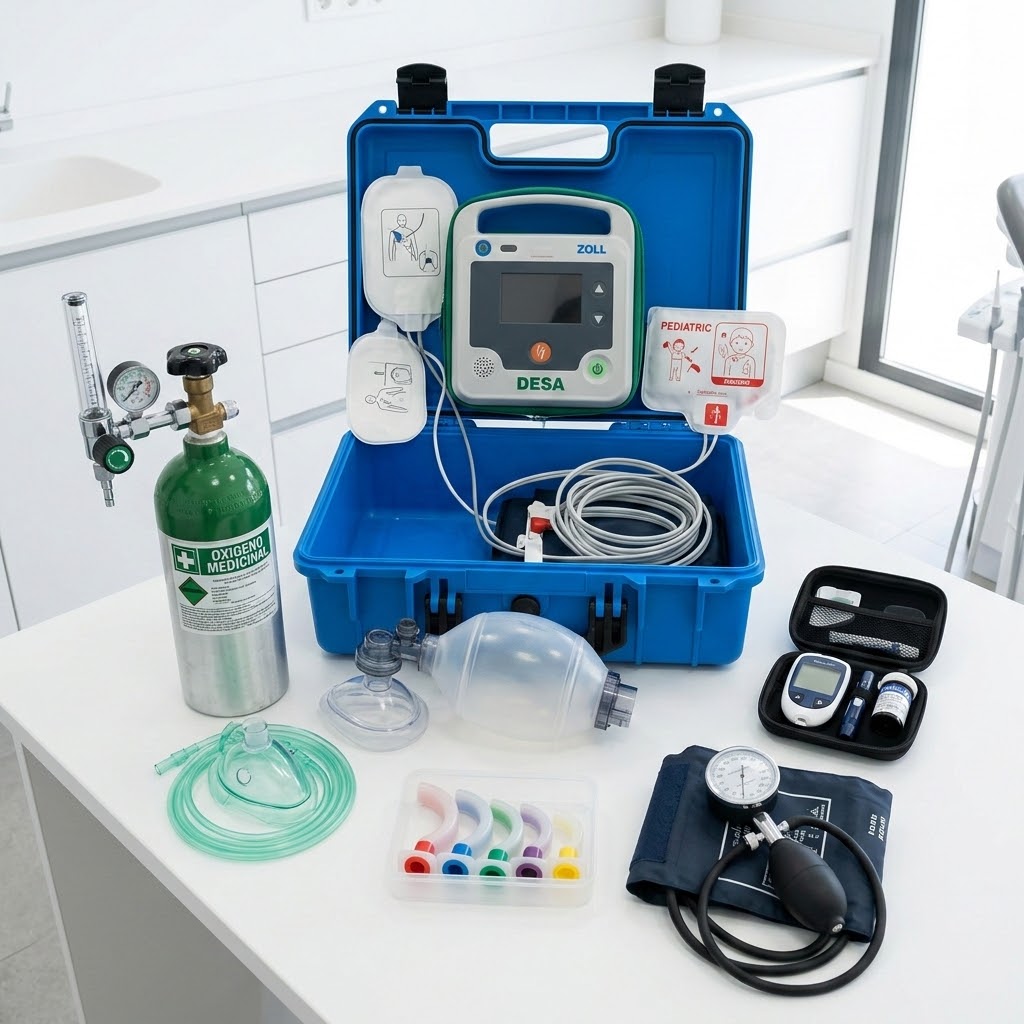Toda clínica dental debe disponer de un botiquín de emergencias auditado y revisado periódicamente, asegurando que el personal esté debidamente capacitado en Soporte Vital Básico (SVB)